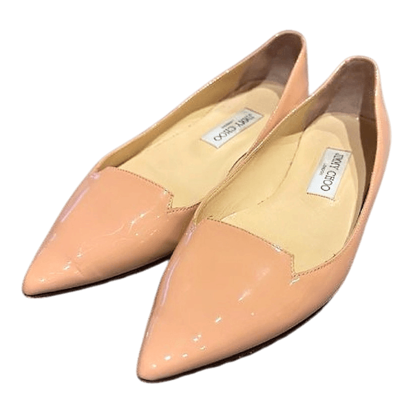 Beige Jimmy Choo patent leather flats
