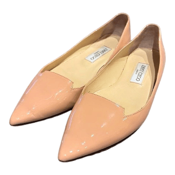 Beige Jimmy Choo patent leather flats