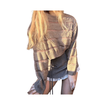 Crochet knit cropped sweater