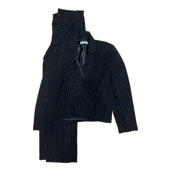 Black pinstriped suit