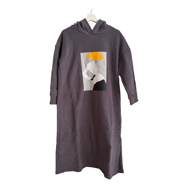 Grey graphic hoodie dress
