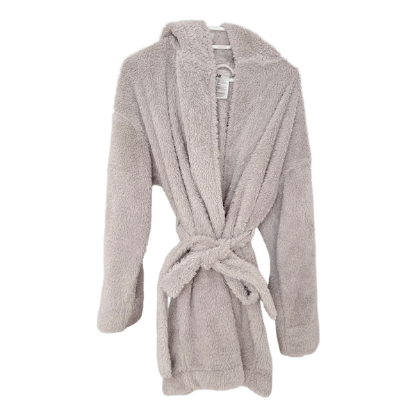 Beige fleece bathrobe