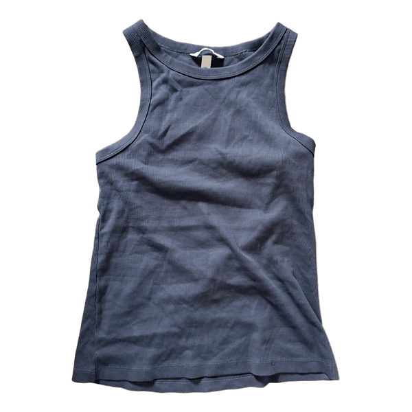 Gråblå ribstrikket tanktop