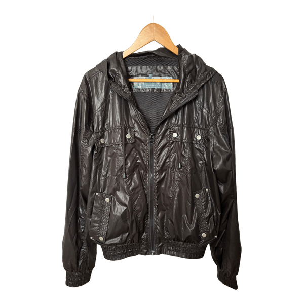 Black hooded zip jacket