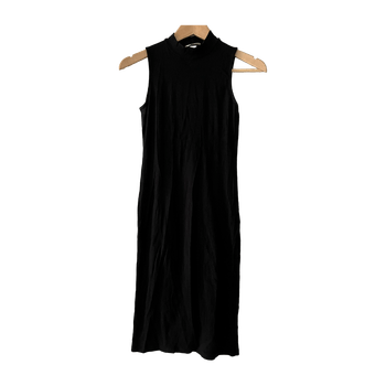 Ribbed sleeveless mock neck bodycon dress