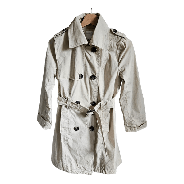 Cubus Girls Beige Trench Coat Jacket Size 158 13Y Double Breasted Belted XS