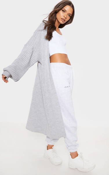 Ribbed knitted midi cardigan