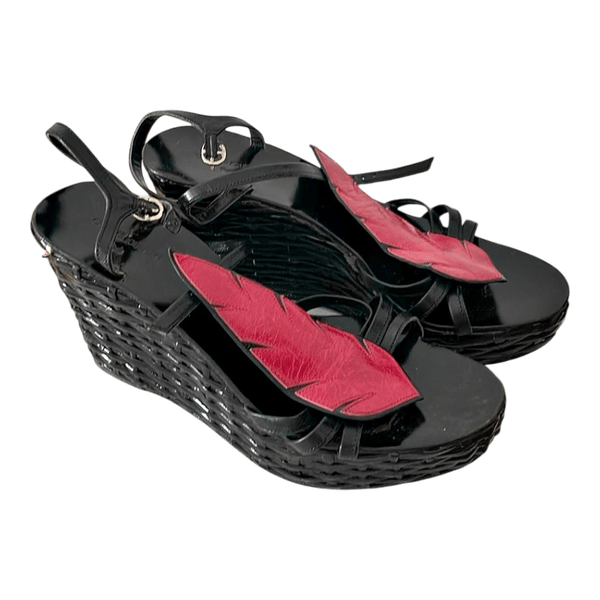 Black feather wedge sandals from Chales Jordan