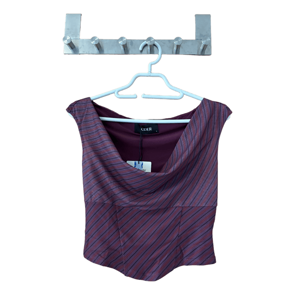 Cider striped cowl neck top