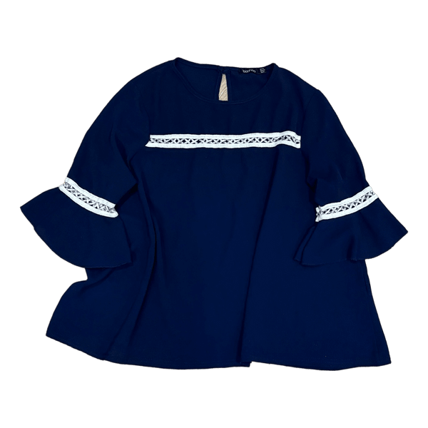 Navy blue lace trim top