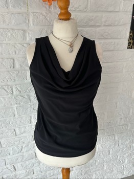 black cowl neck top