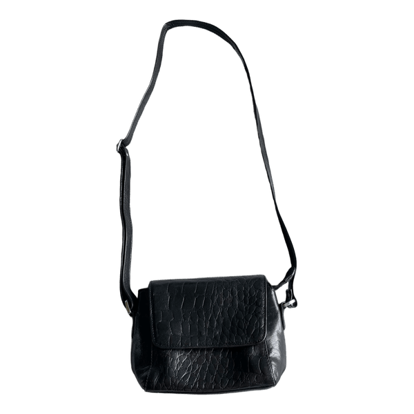Black crocodile effect crossbody