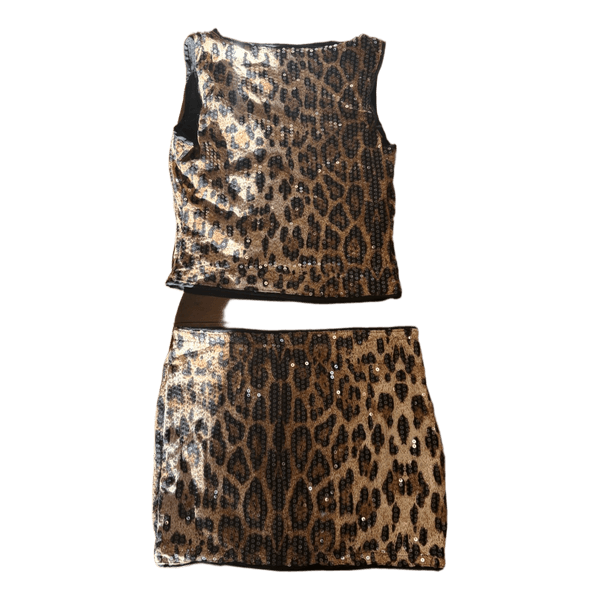 Leopard print sæt med top og nederdel