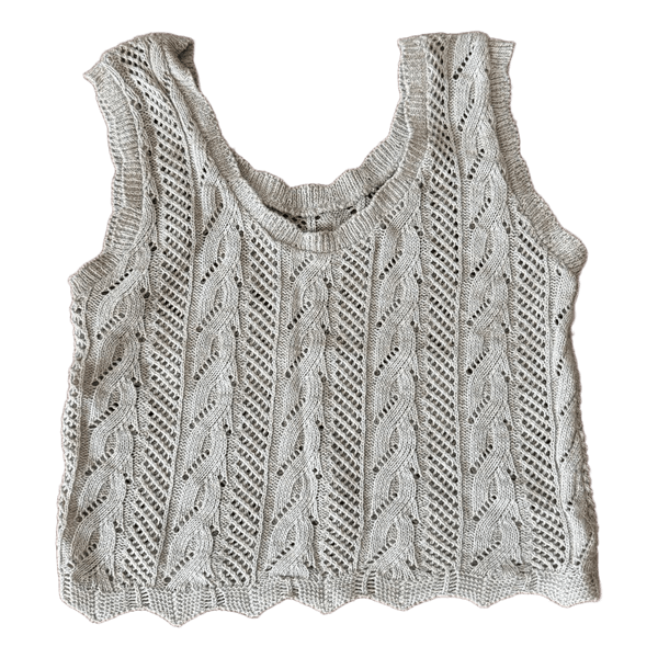 Beige crochet knit top
