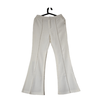 white flare trousers