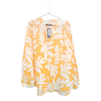 Yellow leaf print blouse