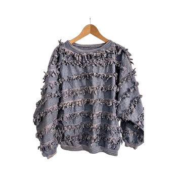 Blue ruffled sweatshirt L