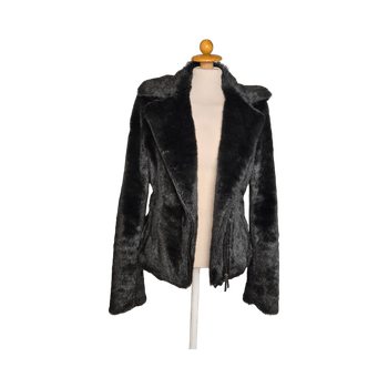 Armani Jeans Faux Fur Jacket – Black, Size 42 (M)