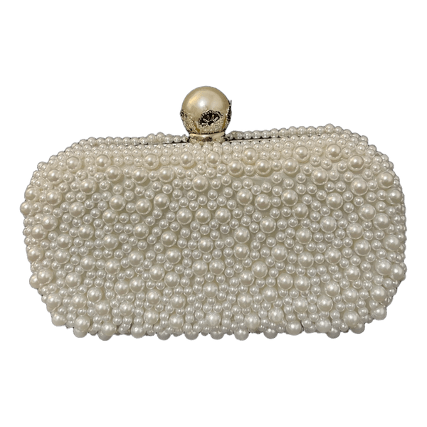 White pearl clutch bag