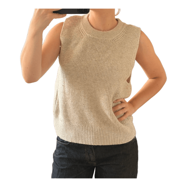 Beige strikket vest
