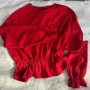 Red textured blouse