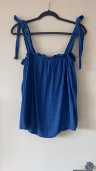 Blue viscose tie-strap top