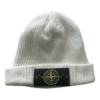 White rib knit beanie