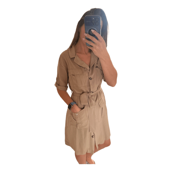 Beige button up dress