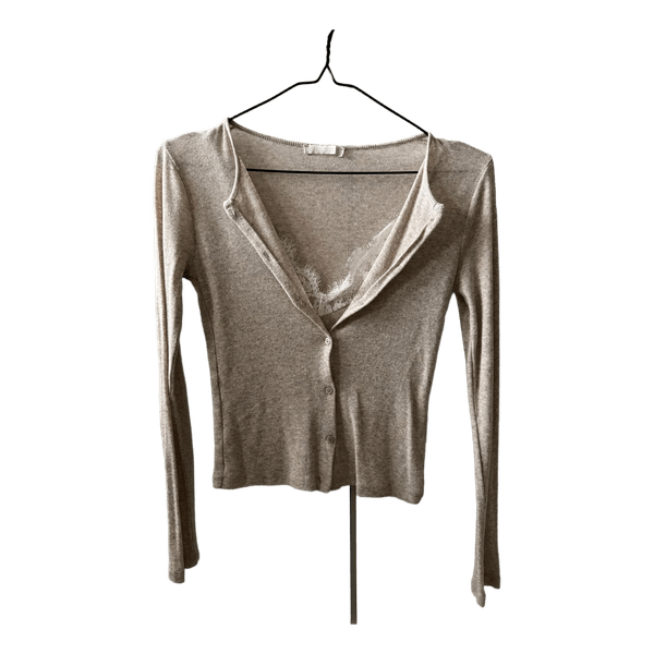 Zara beige pitsikoristeinen neuletakki
