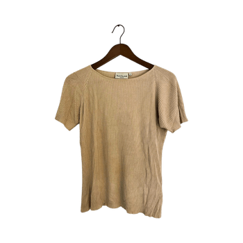 Ribattu beige silkkipaita