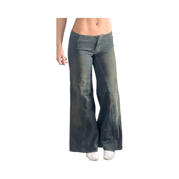 vintage y2k stiilis püksid low waist venivast materjalist