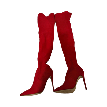 Punaiset ylipolven-saappaat