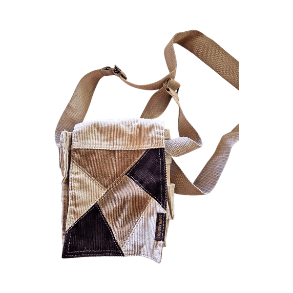 beige brown patchwork crossbody bag