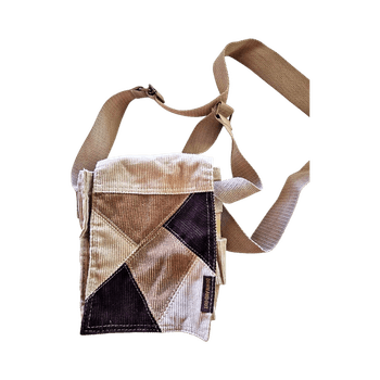 beige brown patchwork crossbody bag