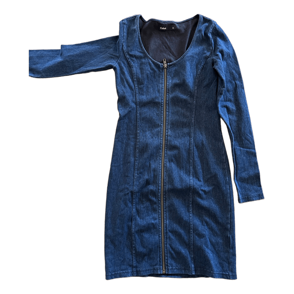 Blue denim zip dress