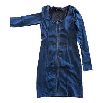 Blue denim zip dress