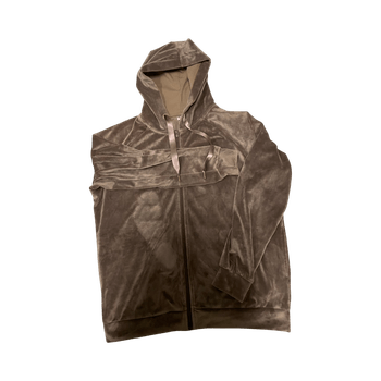 ruskea velour-huppari