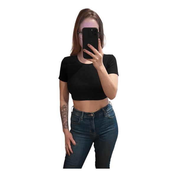 Black ribbed crop top