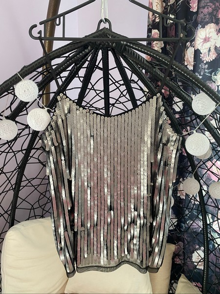 Silver sequin camisole