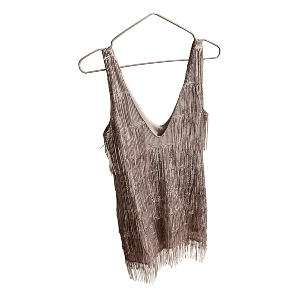 Beige sequin fringe dress