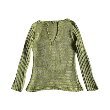 Green knitted long-sleeve sweater