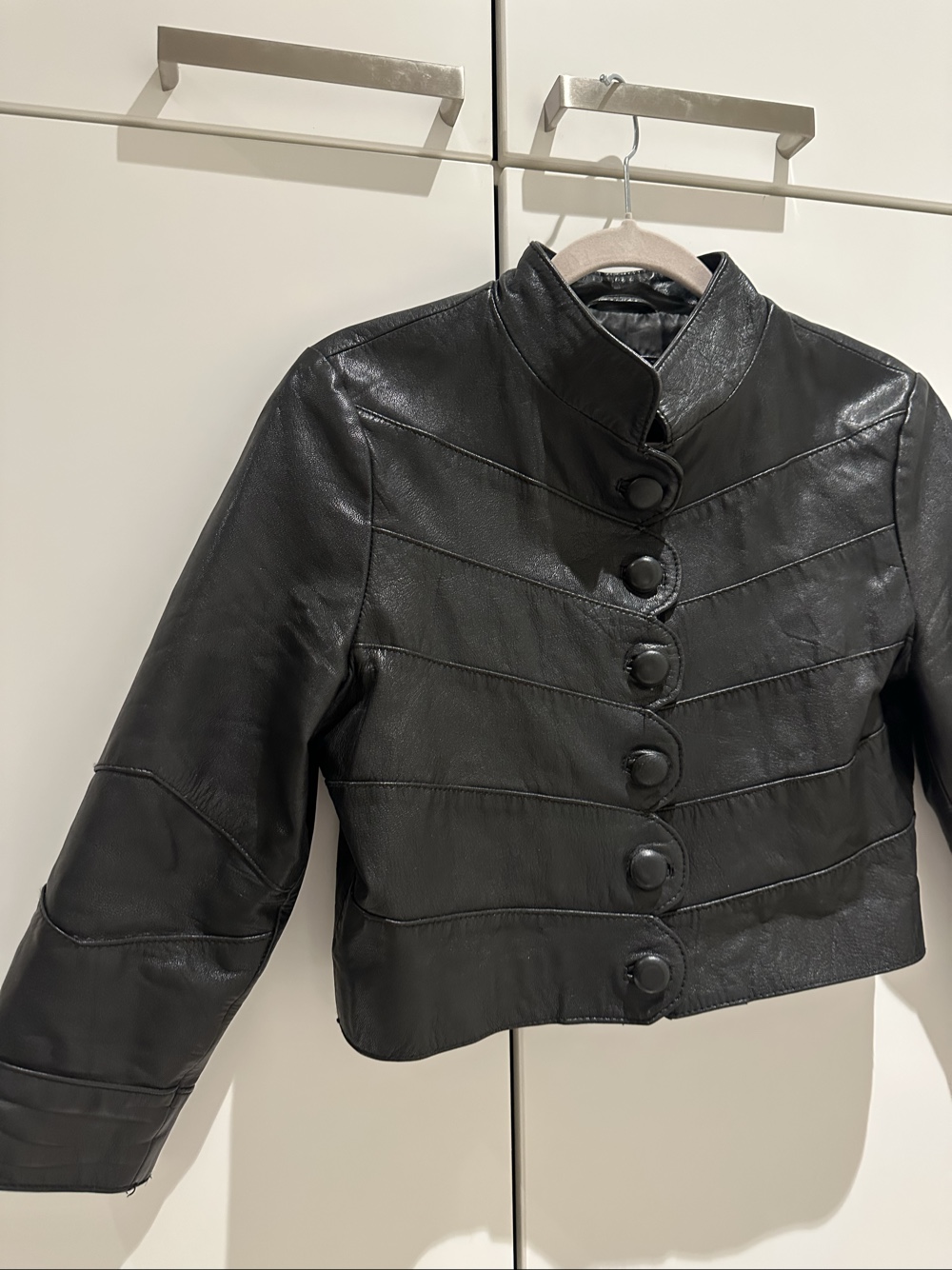 Vila 2012 Cropped 3/4 Sleeve Leather Jacket