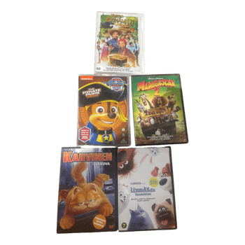 Lasten DVD-elokuvapaketti Heinämäki Paw Patrol Madagascar 2 Karvinen ym