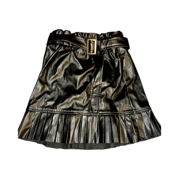 Black pleated leather skirt