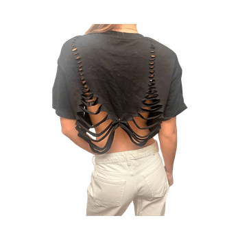 Mustat avonaiset t-paita