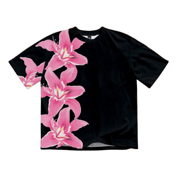 Black floral print t-shirt