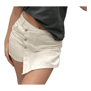 White asymmetric denim skort