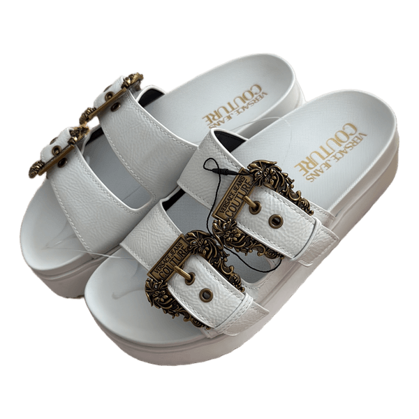 Versace Jeans Couture white platform sandals