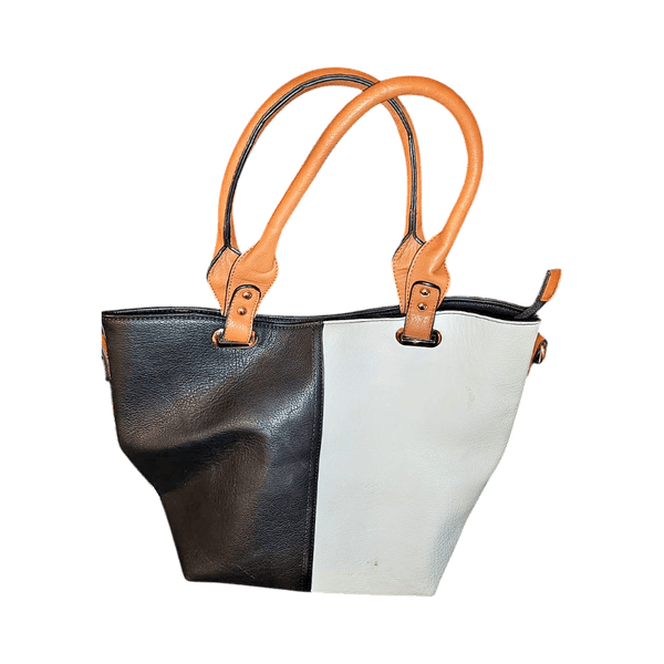 Mustard and black handbag