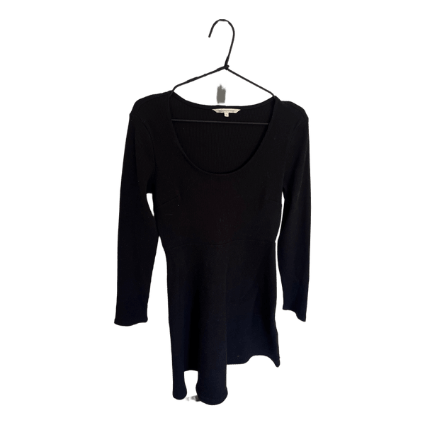 Black ribbed knit dress